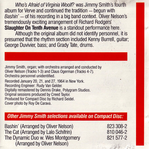 Jimmy Smith : Who's Afraid Of Virginia Woolf? (CD, Album, RE, RM)