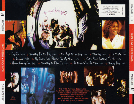 Bon Jovi : These Days (CD, Album, Club)
