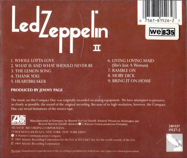 Led Zeppelin : Led Zeppelin II (CD, Album, RE)