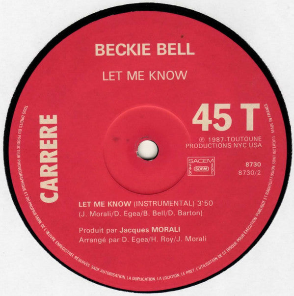 Beckie Bell : Let Me Know (12", Maxi)