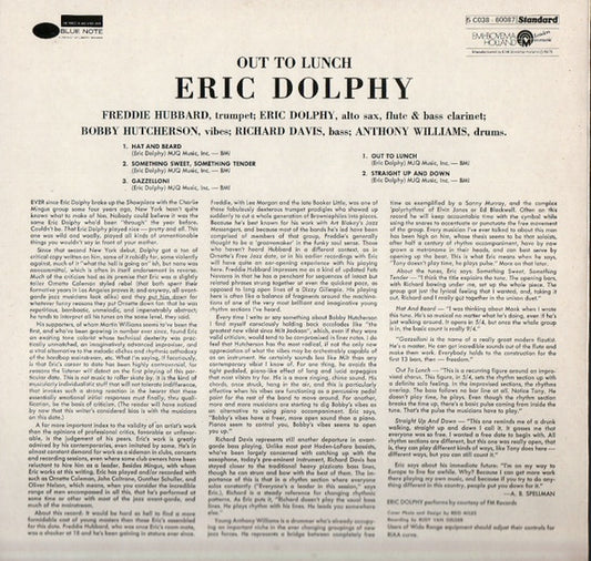 Eric Dolphy : Out To Lunch! (LP, Album, RE)