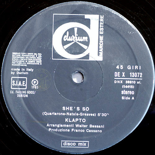 Klapto : She's So / Heart Of Ice (12")