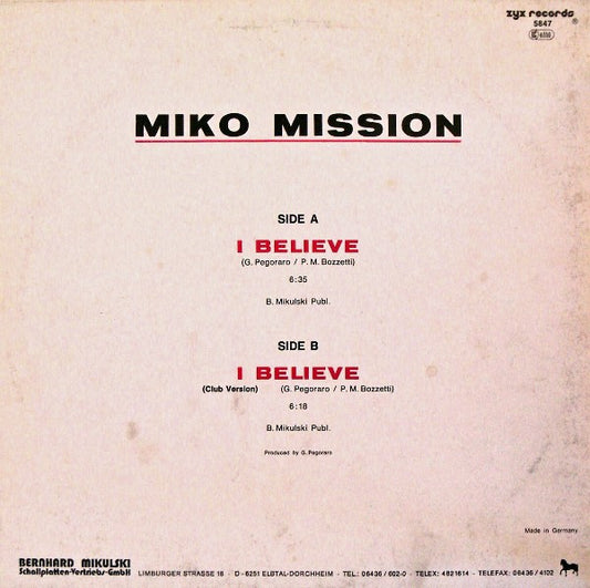 Miko Mission : I Believe (12")