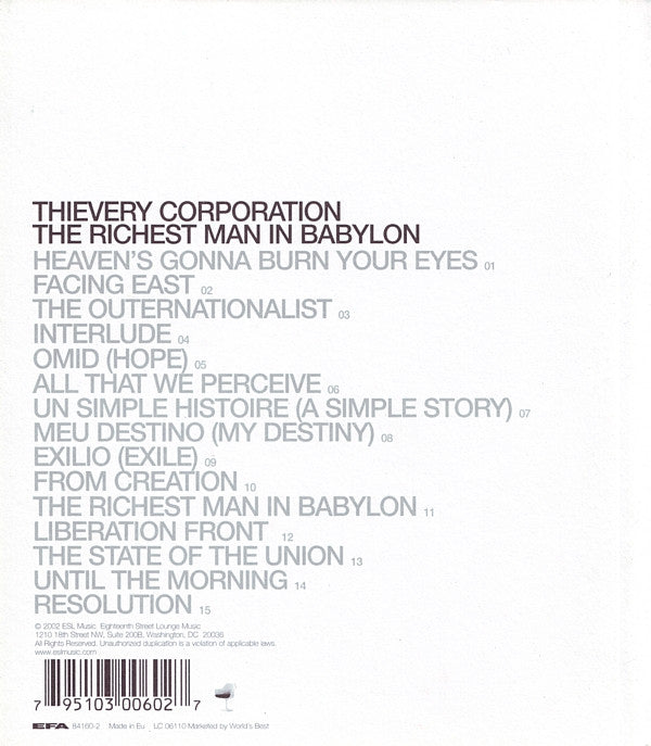 Thievery Corporation : The Richest Man In Babylon (CD, Album)