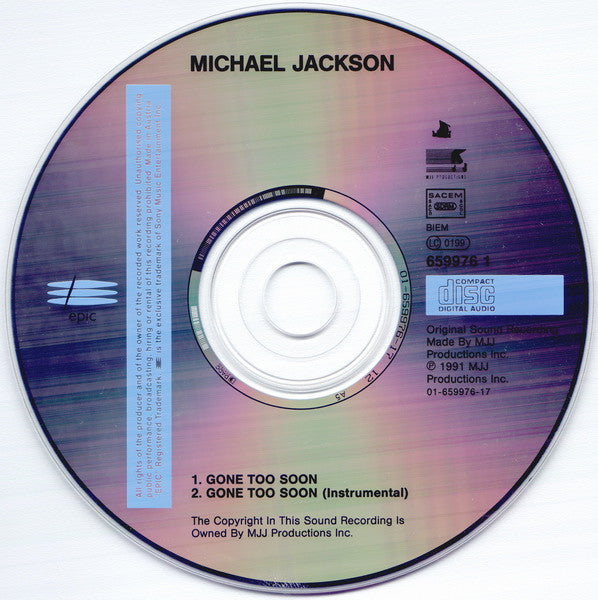 Michael Jackson : Gone Too Soon (CD, Single, Car)