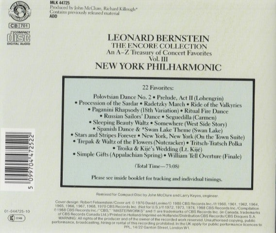Leonard Bernstein : The Encore Collection, Vol. III (CD, Comp)