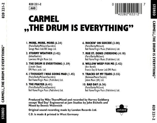 Carmel (2) : The Drum Is Everything (CD, Album, RE, PDO)