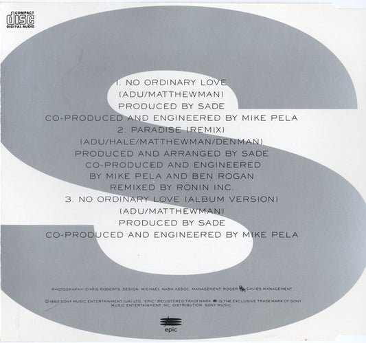 Sade : No Ordinary Love (CD, Single)