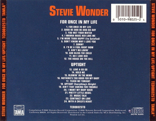 Stevie Wonder : For Once In My Life / Uptight (CD, Comp)