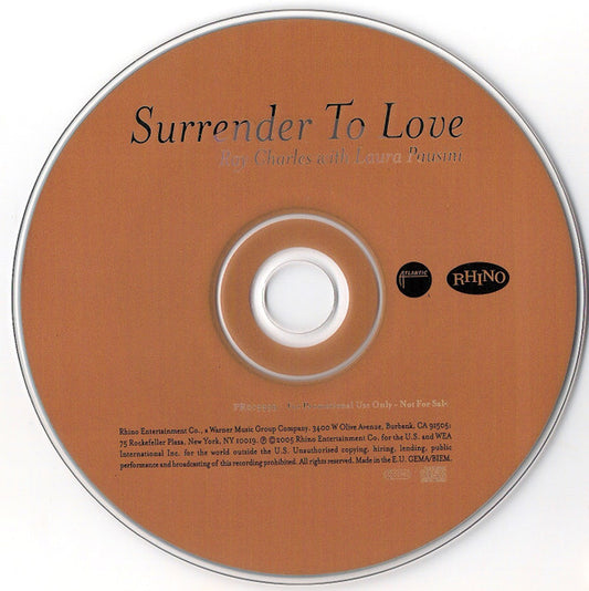 Ray Charles With Laura Pausini : Surrender To Love (CD, Single, Promo)