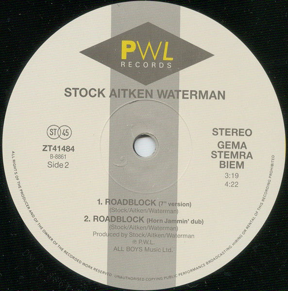 Stock, Aitken & Waterman : Roadblock (12", Maxi)