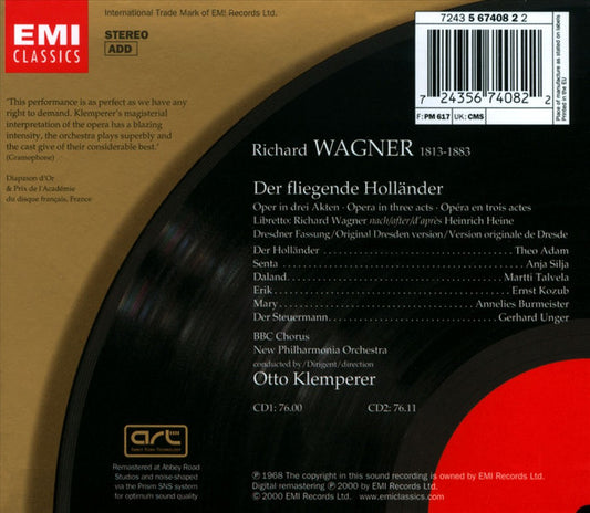 Richard Wagner - Theo Adam · Anja Silja · Martti Talvela · Gerhard Unger · Ernst Kozub · Annelies Burmeister · BBC Symphony Chorus · New Philharmonia Orchestra · Otto Klemperer : Der Fliegende Holländer (2xCD, Album, RE, RM + Box)