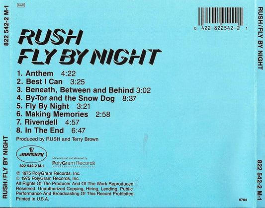 Rush : Fly By Night (CD, Album, RE)