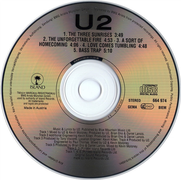 U2 : The Unforgettable Fire (CD, Single, Bla)