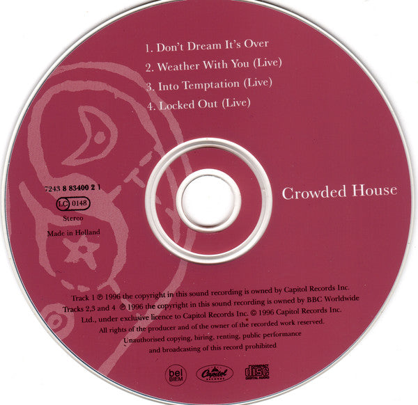 Crowded House : Don't Dream It's Over (CD, Single)