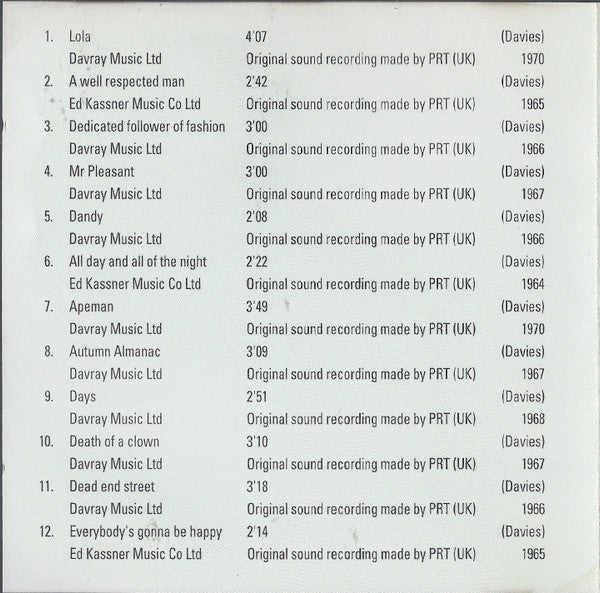 The Kinks : Donna Proudly Presents The Story Of The Kinks (24 Of Their Greatest Hits) (CD, Comp)