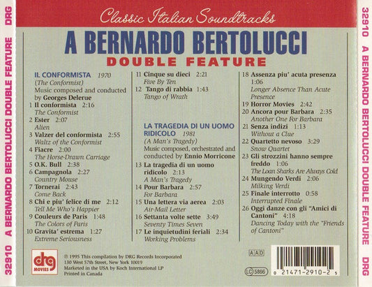 Georges Delerue / Ennio Morricone : A Bernardo Bertolucci Double Feature: The Conformist / A Man's Tragedy (CD, Comp)