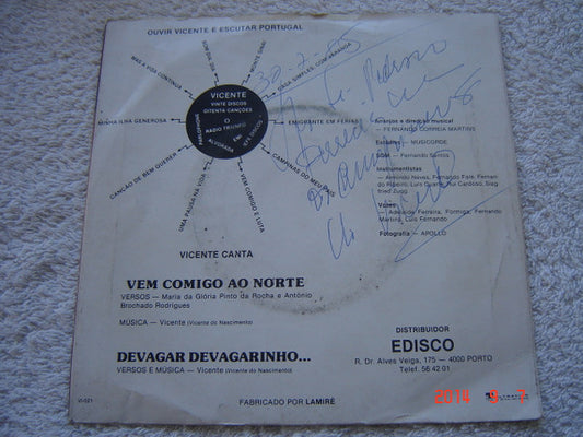 Vicente (Do Nascimento) : Vem Comigo Ao Norte (7", Single)