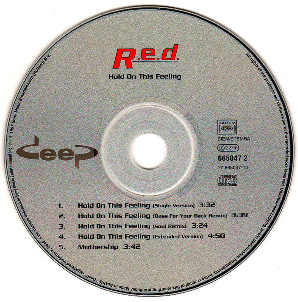 R.E.D. (2) Featuring Birgit And Strezz (2) : Hold On To This Feeling (CD, Maxi)