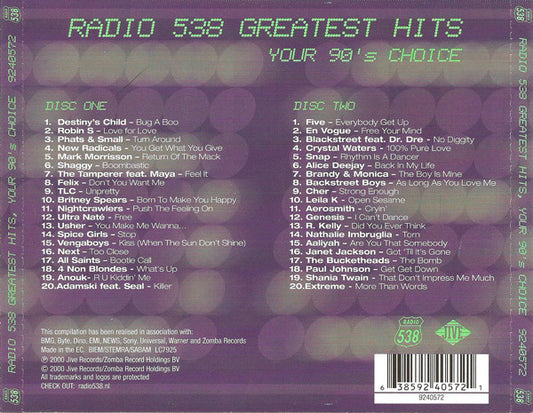 Various : Radio 538 Greatest Hits, Your 90's Choice (2xCD, Comp)