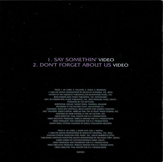 Mariah Carey Feat. Snoop Dogg : Say Somethin' (DVD-V, Single, PAL)