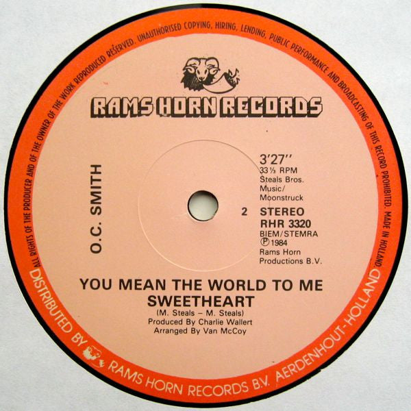 OC Smith : Baby Come Back / You Mean The World To Me Sweetheart (12", Single)