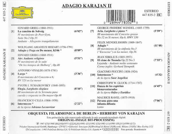 Berliner Philharmoniker - Herbert von Karajan : Adagio Karajan II (CD, Comp)