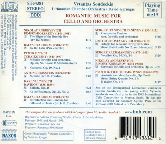 Vytautas Sondeckis, Lithuanian Chamber Orchestra, David Geringas : Romantic Music For Cello And Orchestra (CD, Album)