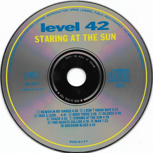 Level 42 : Staring At The Sun (CD, Album)