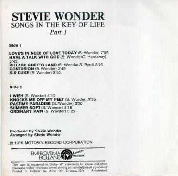 Stevie Wonder : Songs In The Key Of Life (2xCass, Album)