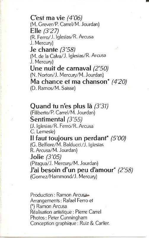 Julio Iglesias : Sentimental (Cass, Album)