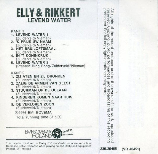 Elly & Rikkert : Levend Water (Cass, Album)