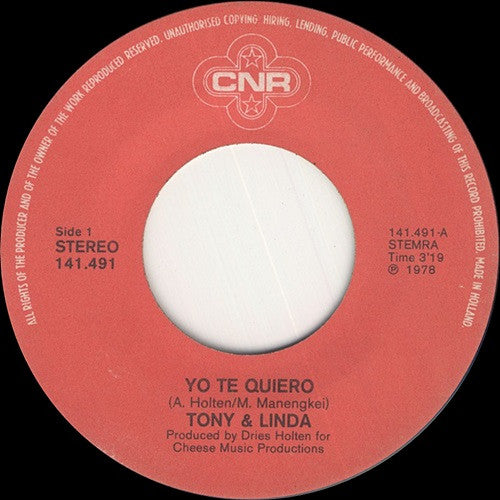 Tony & Linda : Yo Te Quiero (7", Single)
