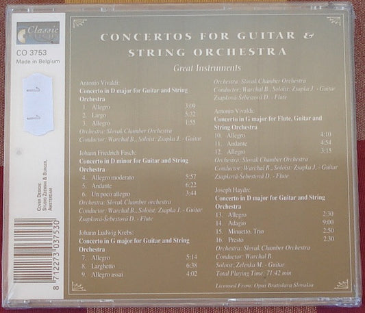 Antonio Vivaldi, Johann Friedrich Fasch, Johann Ludwig Krebs, Joseph Haydn : Guitar Concertos - Concertos For Guitar & String Orchestra (CD, Comp)