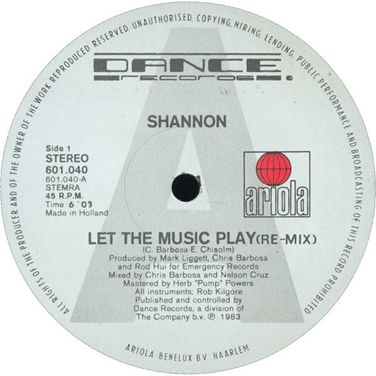 Shannon : Let The Music Play (Re-Mix) (12")