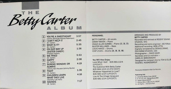 Betty Carter : Betty Carter (CD, Album, RE, RM)