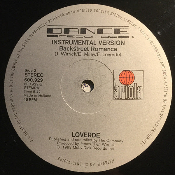 Loverde : Backstreet Romance (12")