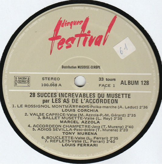 Various : 28 Succès Increvables Du Musette Par Les As De L'Accordéon (2xLP, Comp, Ⓣ P)