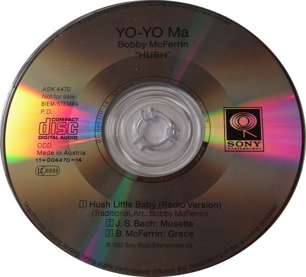 Yo-Yo Ma, Bobby McFerrin : Hush (CD, Maxi, Promo)