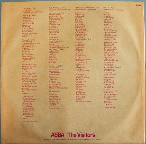ABBA : The Visitors (LP, Album)