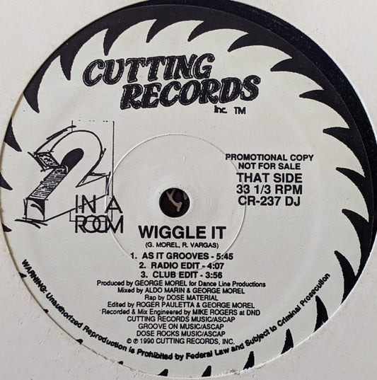 2 In A Room : Wiggle It (12", Promo)