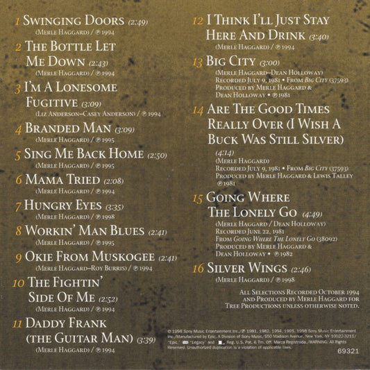 Merle Haggard : 16 Biggest Hits (HDCD, Comp)
