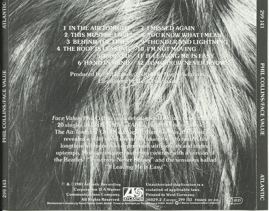 Phil Collins : Face Value (CD, Album, RE, Gol)
