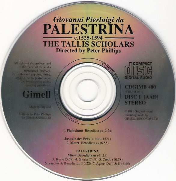 Giovanni Pierluigi da Palestrina, The Tallis Scholars, Peter Phillips (2) : The Palestrina 400 Collection (4xCD, Comp + Box)