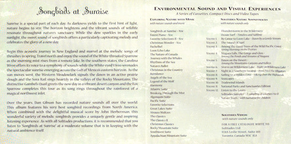 Dan Gibson, John Herberman : Songbirds At Sunrise (CD, Album)