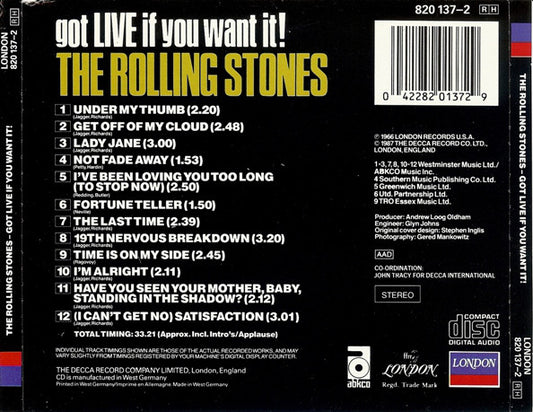 The Rolling Stones : Got Live If You Want It! (CD, Album, RE)