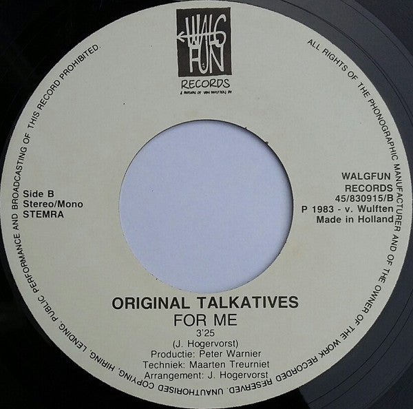 The Original Talkatives : Computers / For Me (7", Single)