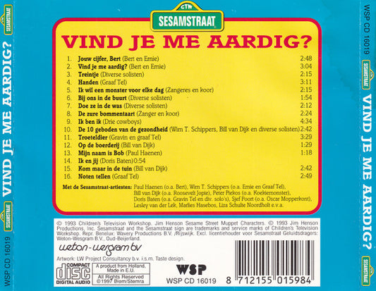 Sesamstraat : Vind Je Me Aardig? En Andere Hits Uit Sesamstraat! (CD, Album, RE)
