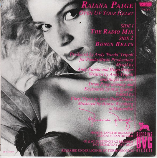 Raiana Paige : Open Up Your Heart (7", Single)