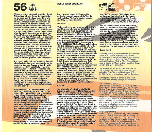 Tom De Neef & Rob Wilder : Hed Kandi World Series Live: Paris (Sparkling House Beats From Kandi's Global Dancefloor) (2xCD, Mixed)